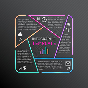 具有5个选项部分步骤过程的矢量图表图片