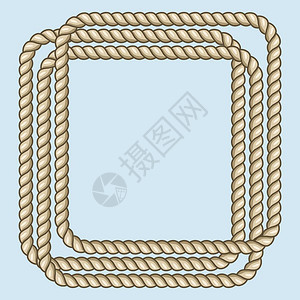 平海棕色绳框边界字符串元素矢量插图图片