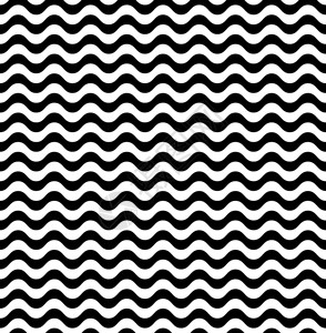 波i黑白无缝波浪背景单色波纹理矢量图插画