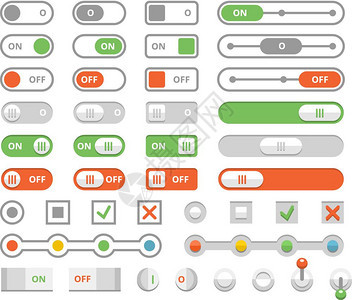 开关和闭切换用户界面矢量的组件打开和关闭切换用户界面矢量的元素图片