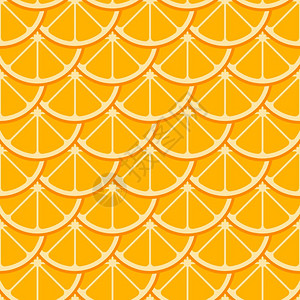 橙色天然甜柑橘切片矢量无缝图案背景图片