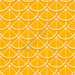 橙色天然甜柑橘切片矢量无缝图案背景图片