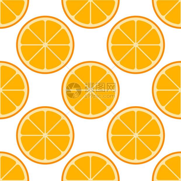 橙色橙子切片矢量无缝模式背景图片