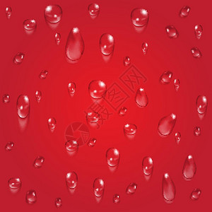 亮红色透明水滴背景雨插图图片