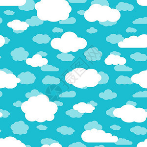 装饰重复的蓝天白云背景矢量图案背景图片