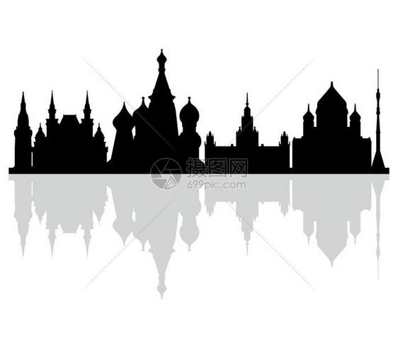 黑白莫斯科城市剪影图片