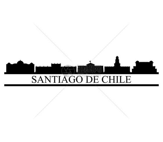 智利首都圣地亚哥建筑剪影图片