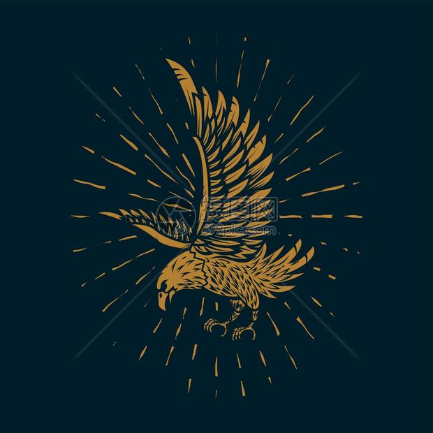 暗底背景的金色老鹰图案矢量元素