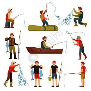 渔民用船钓鱼捕鱼插图图片