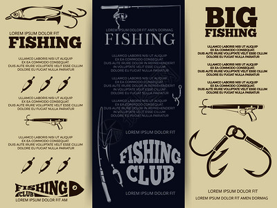 钓鱼大型渔业矢量海报插画