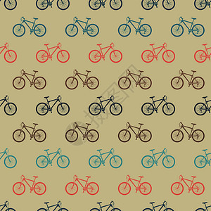 颜色多彩的自行车无缝模式背景图案图片