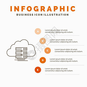 用于网站和演示的云存储计算数据流程信息图模板图片