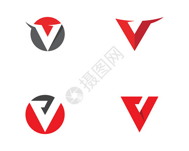 对赌协议v字母标识模板矢量图标插插画