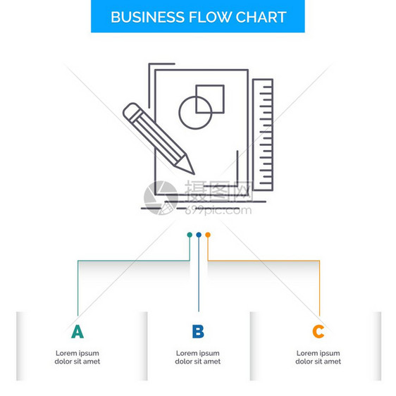 3个步骤的几何商务流程图设计图片