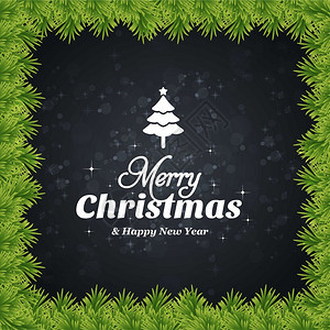 绿色植物围绕的圣诞礼卡背景图片