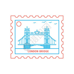 伦敦桥邮票版线条插画图片