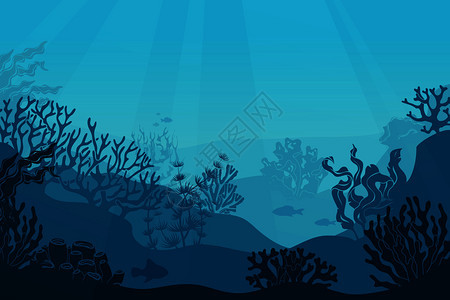 水下海洋珊瑚礁海洋矢量背景图片