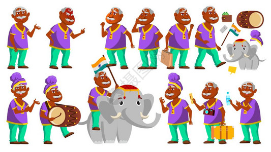 印第安人大象传统节日游行展示印刷邀请设计插图图片