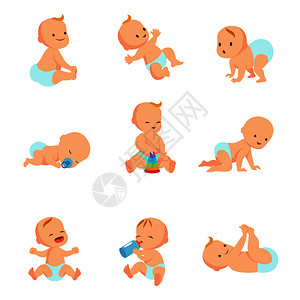 各种婴儿动作矢量插图背景图片