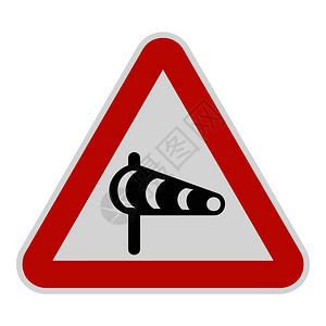 交通警告标志侧风图标向的平面示用于web侧风图标平面样式插画