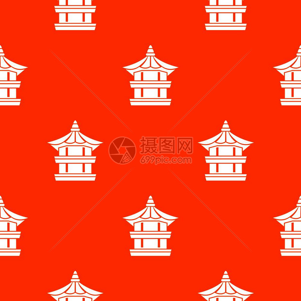 传统塔图案红色矢量背景插图图片