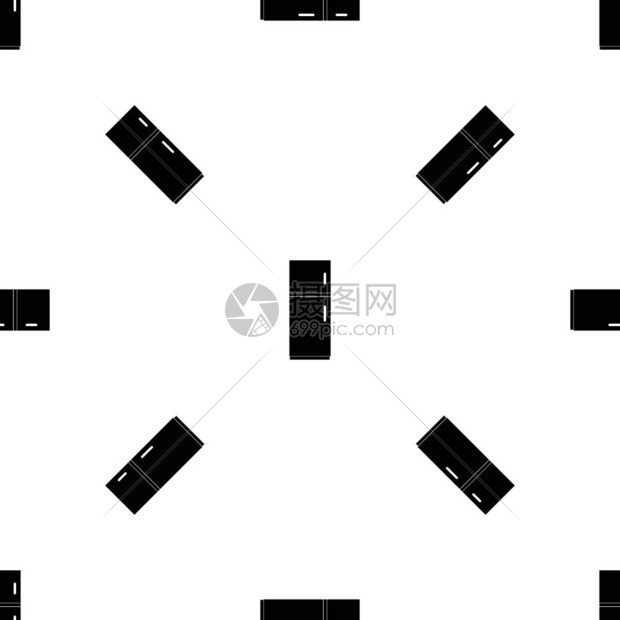 冰箱模式在任何设计中均以黑颜色无缝重复矢量几何图解冰箱模式无缝黑色图片