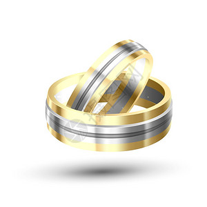 金色与银元素的结婚戒指矢量元素图片