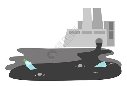 工业水污染矢量插画图片