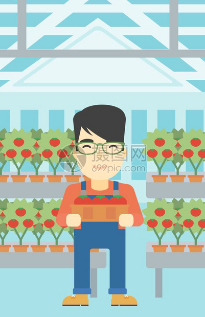 种番茄的男农民图片