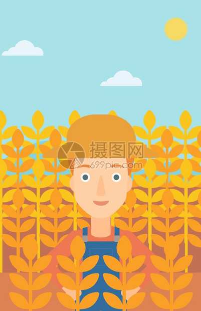 一位站在麦田里的女性农民图片