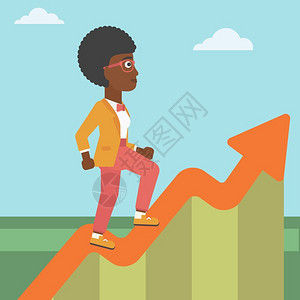 一位非洲商业妇女沿着增长图向上攀登图片