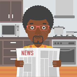 阅读报纸的非裔男子图片