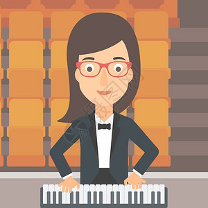 演奏音乐的女钢琴家背景图片