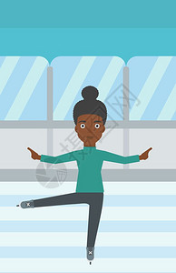 一名在室内溜冰场游玩的非裔女子图片