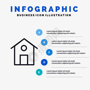 带有5步插图建筑背景步骤演示图片