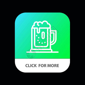 酒精啤庆祝饮料罐装移动应用程序按钮以及机器人和ios线版图片