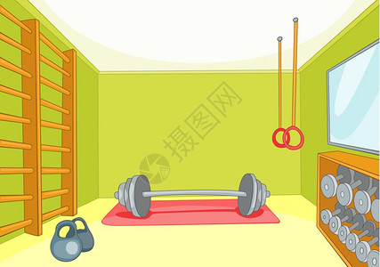 四有教师四有好教师有哑铃等器材的健身房矢量插画