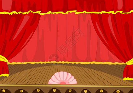 有天鹅绒窗帘的戏剧舞台矢量插画背景图片