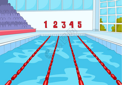 游泳池卡通背景矢量图图片