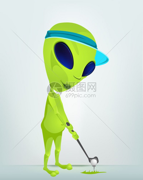 外星人打高尔夫矢量插图图片