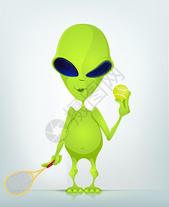 外星人打网球矢量插图图片