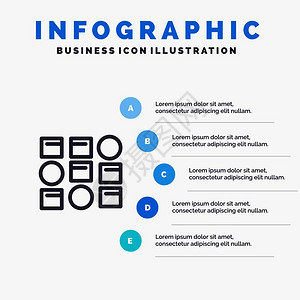 带有5个步骤演示图背景的系统线标图片