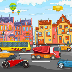 城市交通背景插画图片