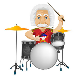 于炀卡通字符einst孤立于灰色梯度背景鼓手矢量eps10插画