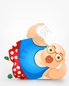 肥胖卡通做运动的胖子卡通矢量形象插画