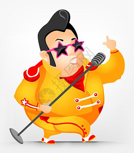 唱歌的胖子卡通矢量形象图片