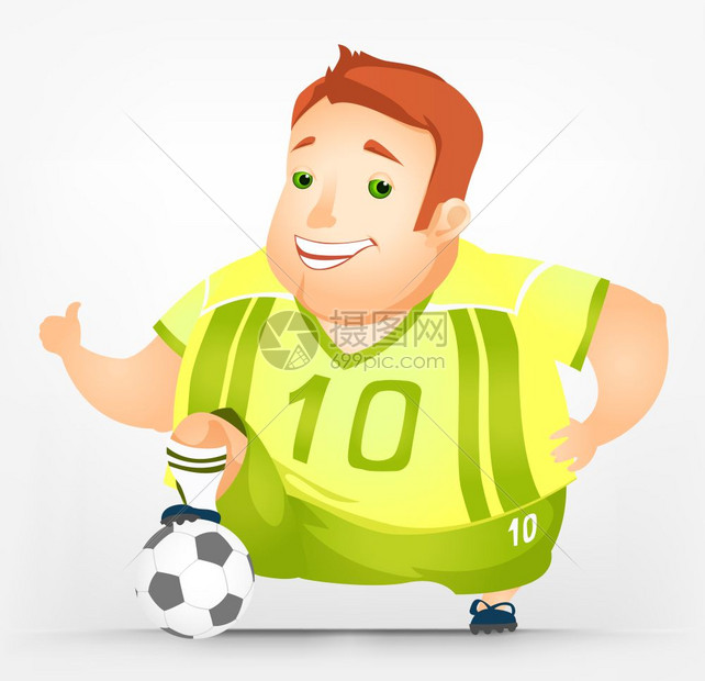 卡通人物快乐的胖子男人足球矢量说明eps10图片