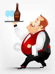 上酒的胖子卡通矢量形象背景图片
