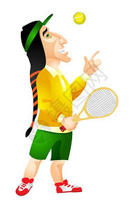 卡通人物原生印第安人打网球矢量插图图片