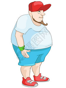 卡通人物喜悦的胖男人 背景图片